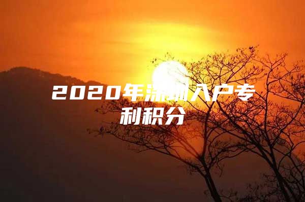 2020年深圳入户专利积分