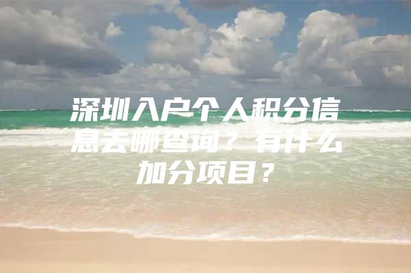 深圳入户个人积分信息去哪查询？有什么加分项目？