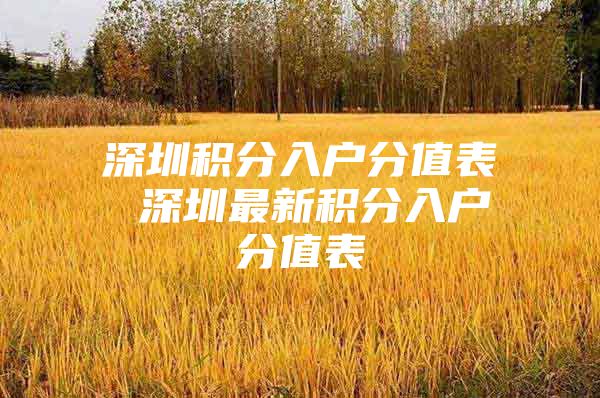 深圳积分入户分值表 深圳最新积分入户分值表