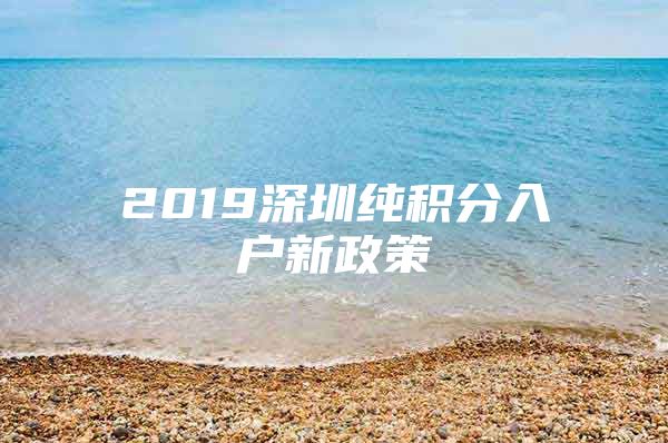 2019深圳纯积分入户新政策