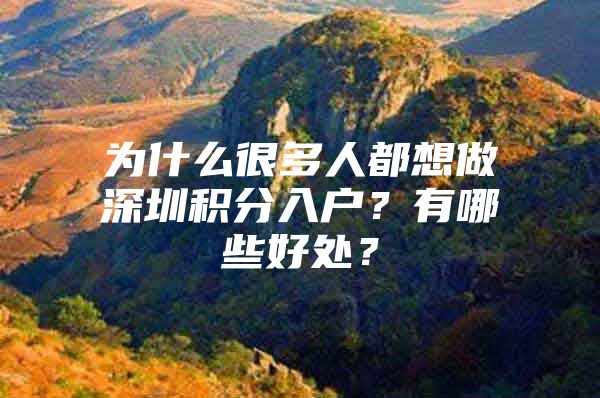 为什么很多人都想做深圳积分入户？有哪些好处？